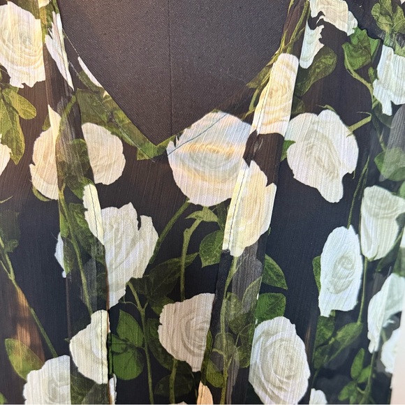 INC Beautiful Green & White Floral Long Sleeve Sheer Blouse, Size Medium, NWT - Picture 7 of 15